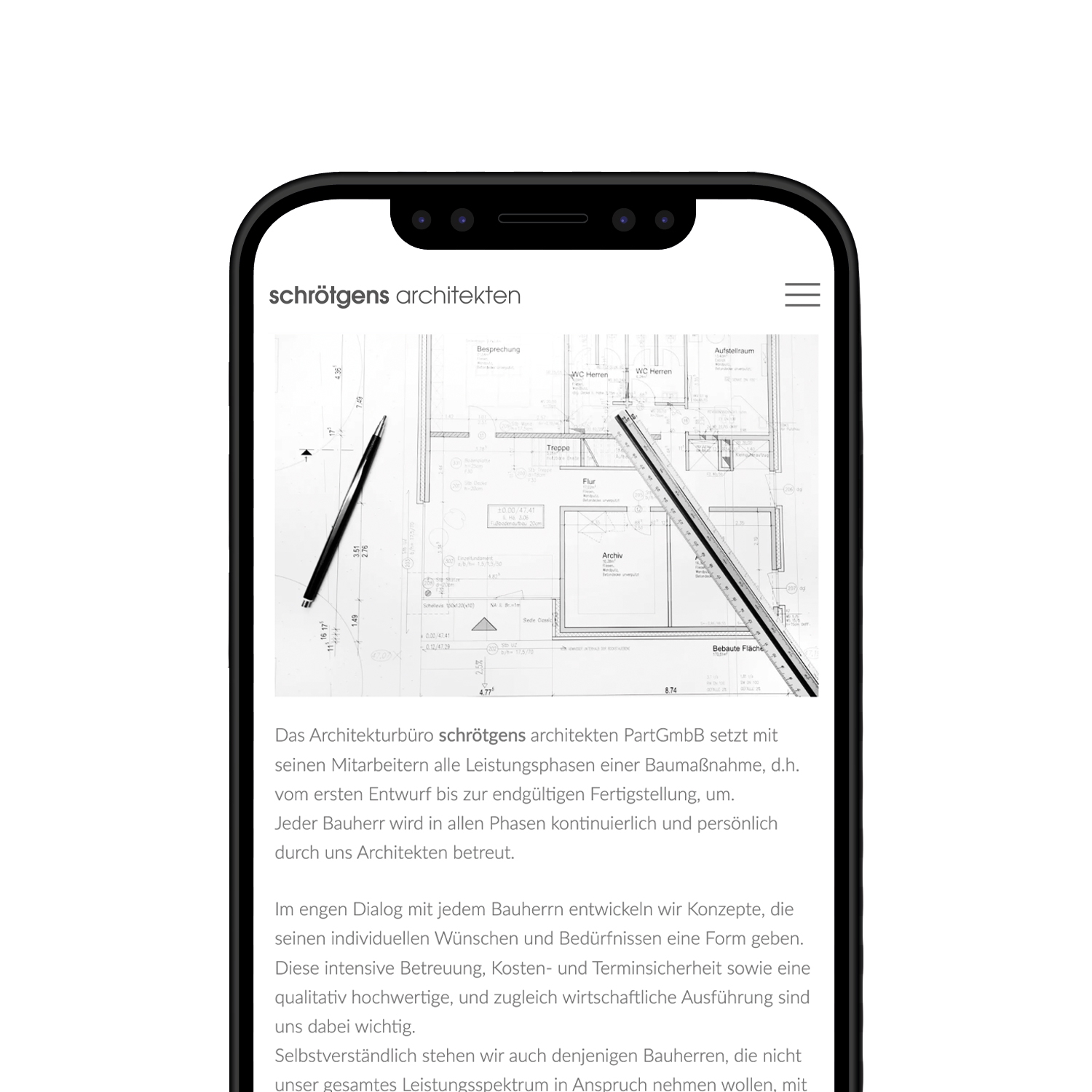 Mobile view of a text page