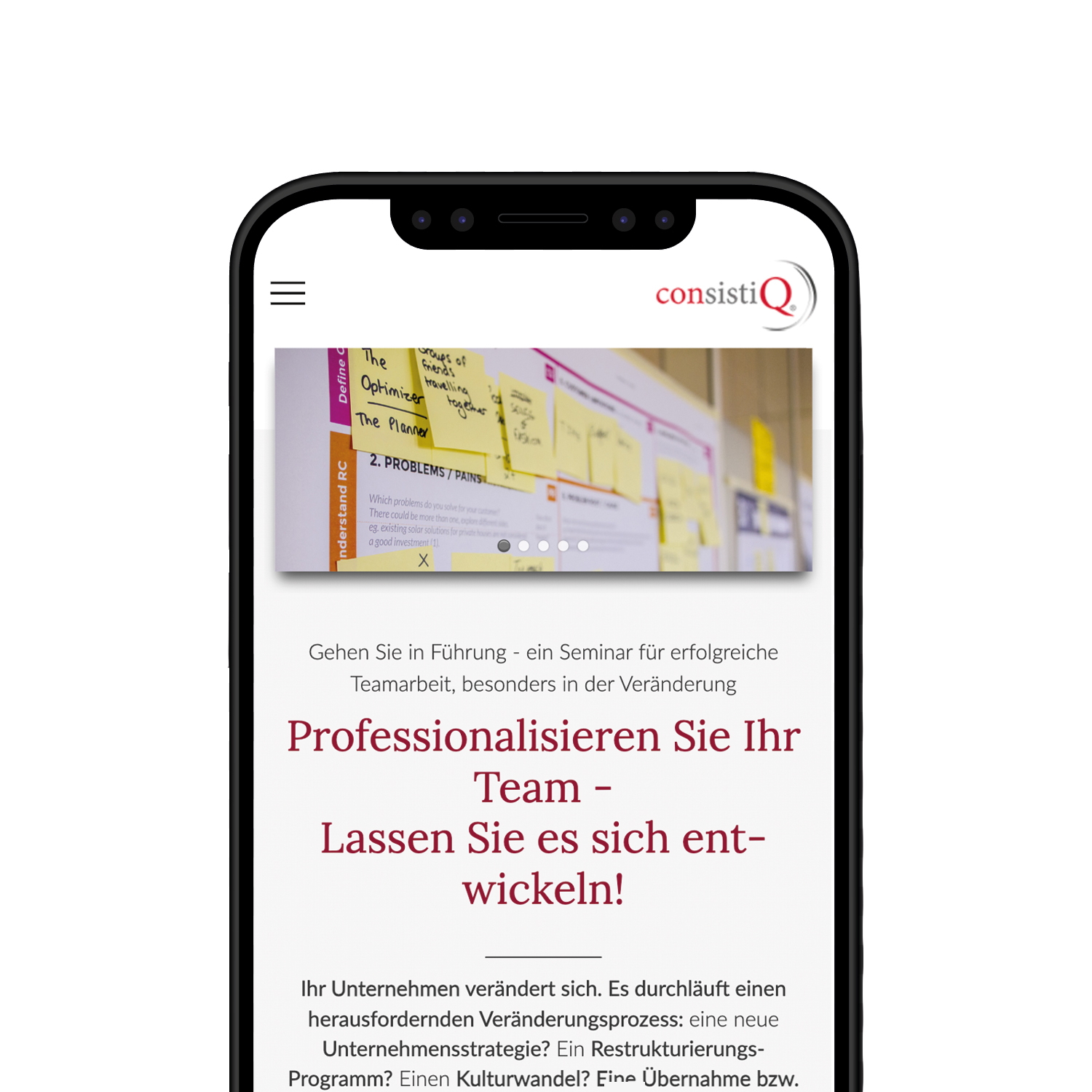 Réalisation Consistiq - Version mobile d'une page d'atelier