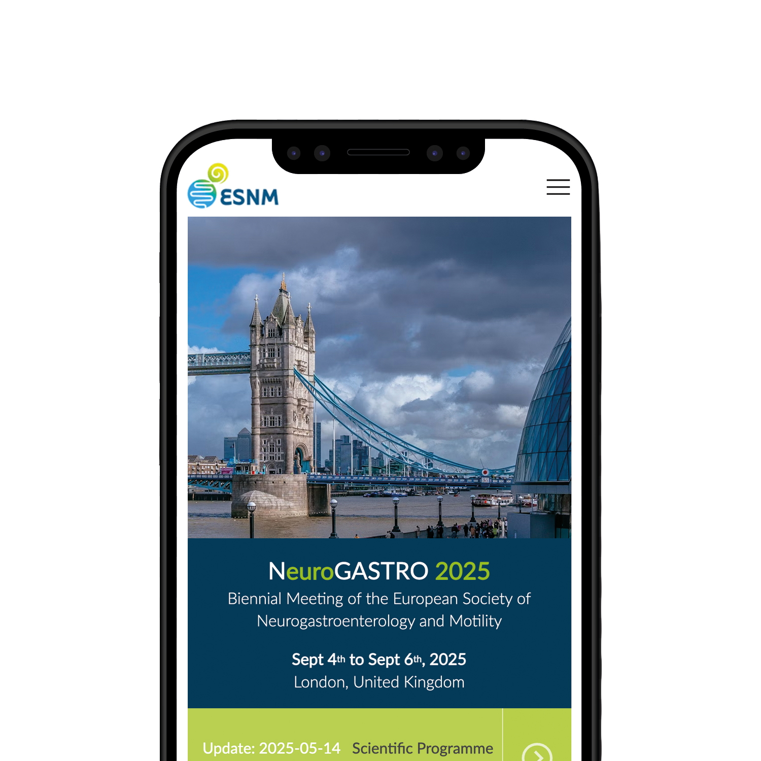 Mobile view of the home page