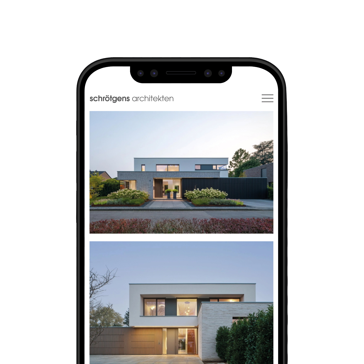 Mobile view of the home page