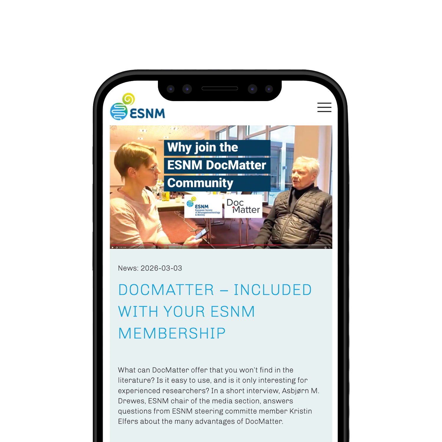 Mobile view of the home page