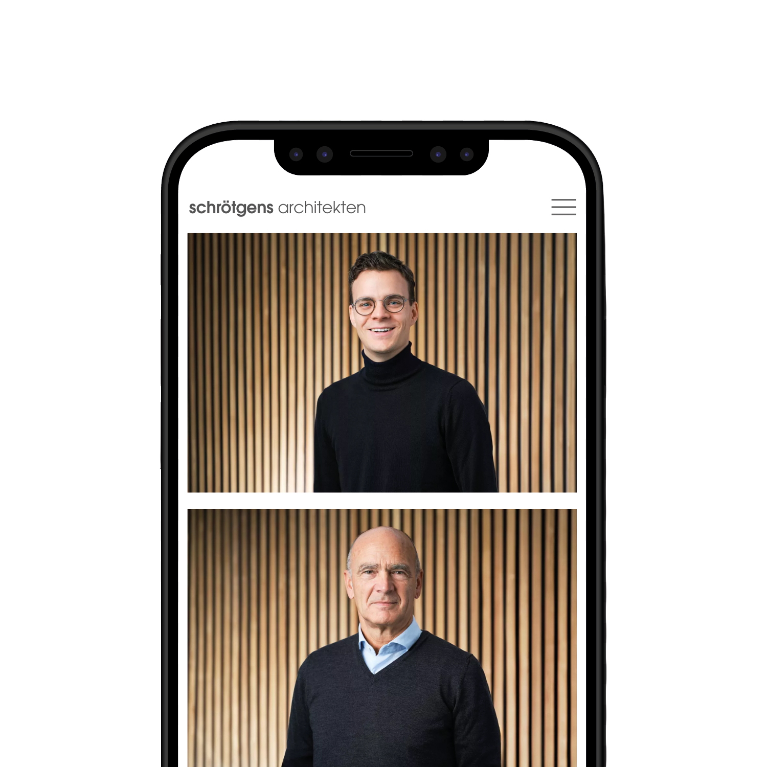 Mobile view of the team page